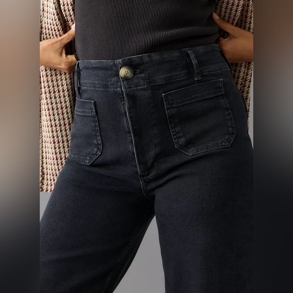 Anthropologie Pilcro The Skipper High Rise Cropped Vintage Black Denim Jeans - Picture 6 of 16